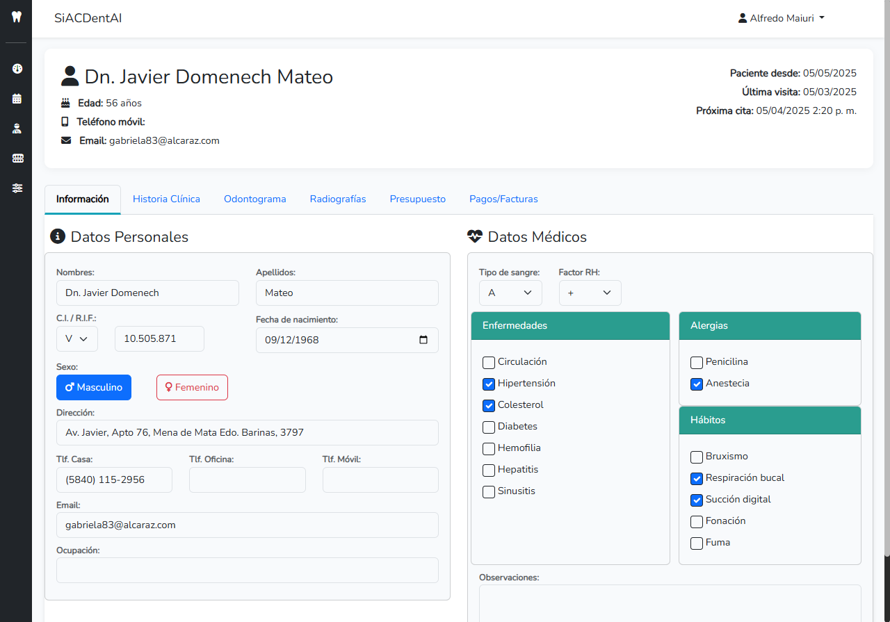Captura de pantalla del sistema